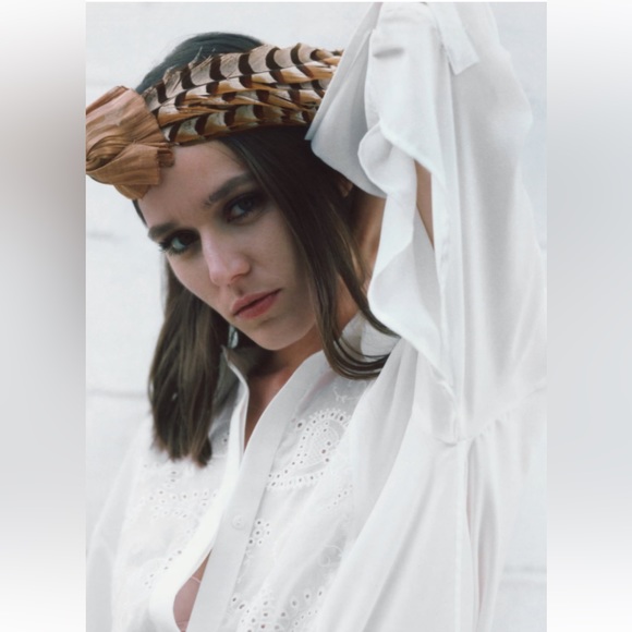 Zara Feathered Headband Headpiece, New - Picture 2 of 5